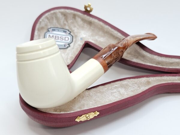 MBSD Meerschaum Bent Billiard Block Meerschaum Tobacco Pipe, High Grade, 9mm Filter [SOLD OUT] - Image 2