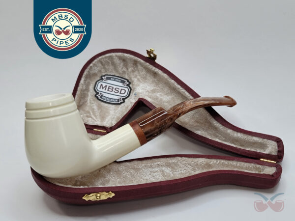 MBSD Meerschaum Bent Billiard Block Meerschaum Tobacco Pipe, High Grade, 9mm Filter [SOLD OUT]
