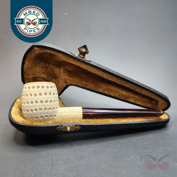 Small Lattice Apple Block Meerschaum Pipe, Estate [SOLD OUT]