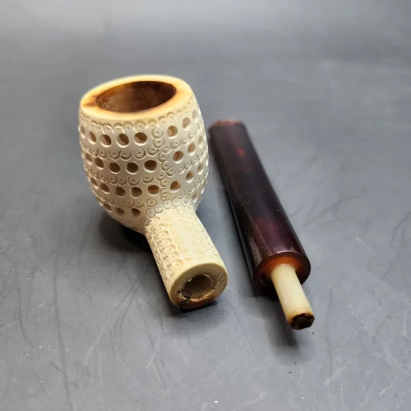 Small Lattice Apple Block Meerschaum Pipe, Estate [SOLD OUT] - Image 11