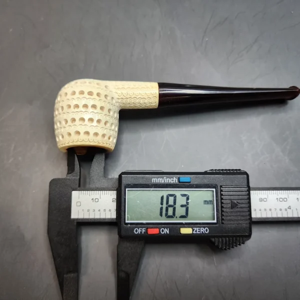 Small Lattice Apple Block Meerschaum Pipe, Estate [SOLD OUT] - Image 9