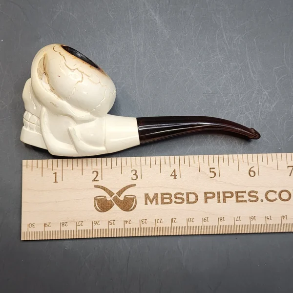 Large Skull Block Meerschaum Pipe, Estate [SOLD OUT] - Image 13