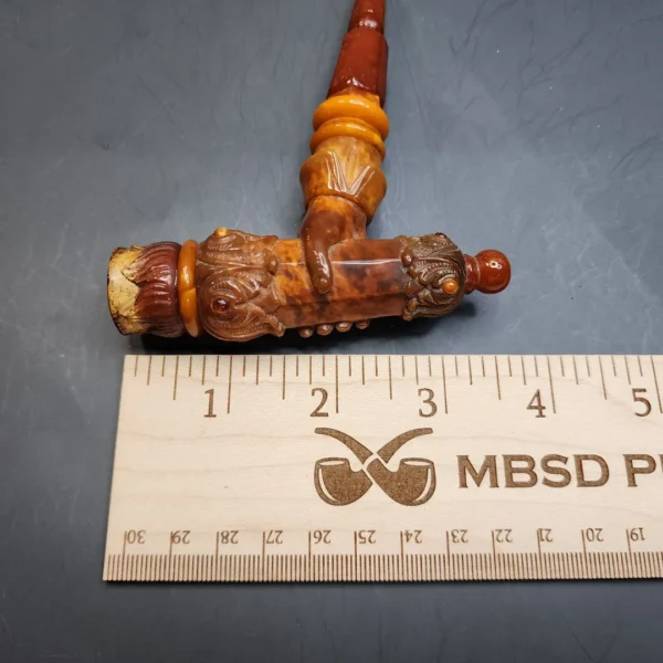 Large Antique Block Meerschaum Cheroot / Cigar Holder, Amber [SOLD OUT] - Image 17