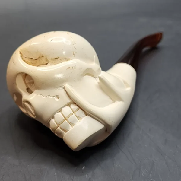 Large Skull Block Meerschaum Pipe, Estate [SOLD OUT] - Image 3