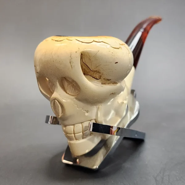 Large Skull Block Meerschaum Pipe, Estate [SOLD OUT] - Image 8