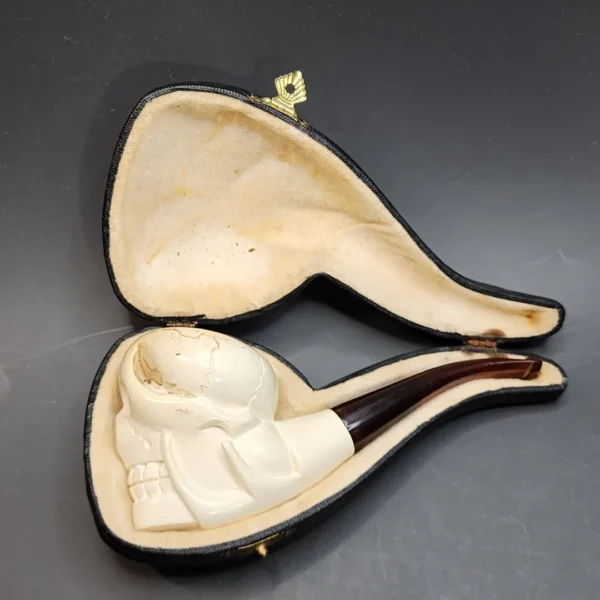 Large Skull Block Meerschaum Pipe, Estate [SOLD OUT] - Image 9