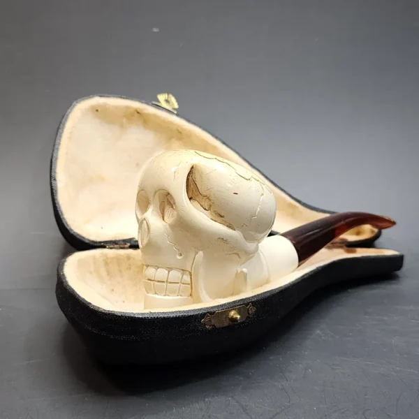 Large Skull Block Meerschaum Pipe, Estate [SOLD OUT] - Image 10