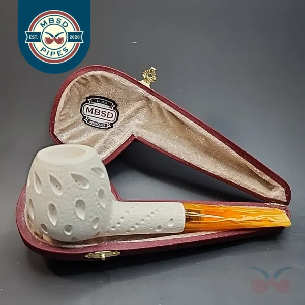 MBSD Meerschaum Deluxe, Large Lattice Block Meerschaum Pipe, 9mm [SOLD OUT]