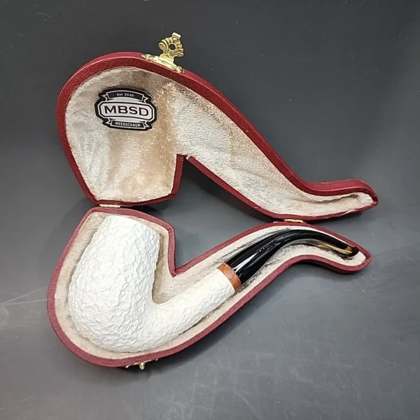 MBSD Meerschaum Deluxe, Rusticated Swan Neck Billiard, Block Meerschaum Pipe [SOLD OUT] - Image 3