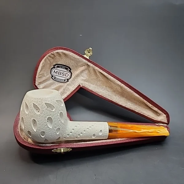 MBSD Meerschaum Deluxe, Large Lattice Block Meerschaum Pipe, 9mm [SOLD OUT] - Image 3