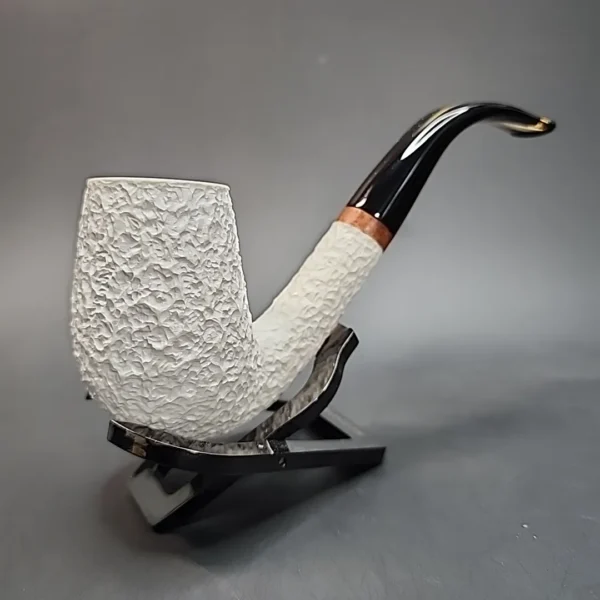 MBSD Meerschaum Deluxe, Rusticated Swan Neck Billiard, Block Meerschaum Pipe [SOLD OUT] - Image 4