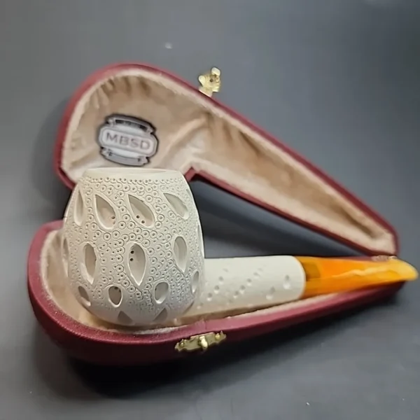 MBSD Meerschaum Deluxe, Large Lattice Block Meerschaum Pipe, 9mm [SOLD OUT] - Image 4