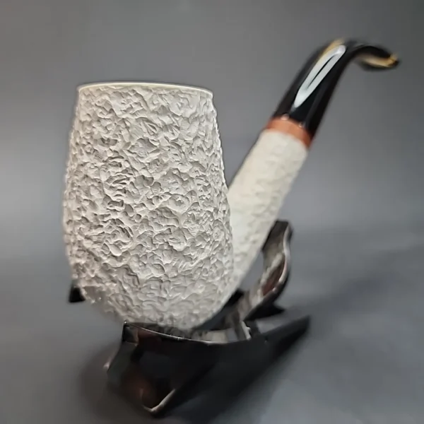 MBSD Meerschaum Deluxe, Rusticated Swan Neck Billiard, Block Meerschaum Pipe [SOLD OUT] - Image 5