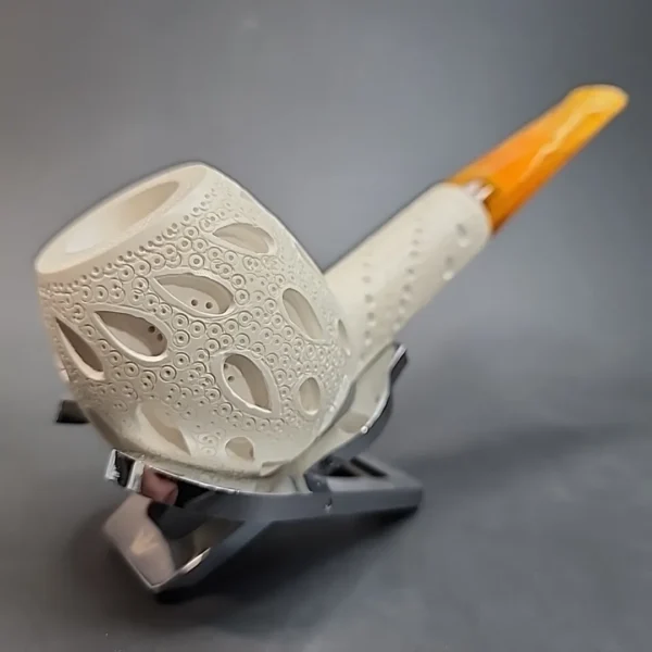 MBSD Meerschaum Deluxe, Large Lattice Block Meerschaum Pipe, 9mm [SOLD OUT] - Image 6