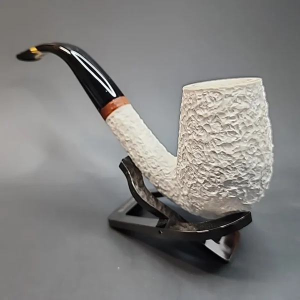 MBSD Meerschaum Deluxe, Rusticated Swan Neck Billiard, Block Meerschaum Pipe [SOLD OUT] - Image 7