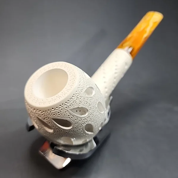MBSD Meerschaum Deluxe, Large Lattice Block Meerschaum Pipe, 9mm [SOLD OUT] - Image 7