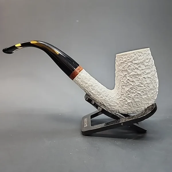 MBSD Meerschaum Deluxe, Rusticated Swan Neck Billiard, Block Meerschaum Pipe [SOLD OUT] - Image 8