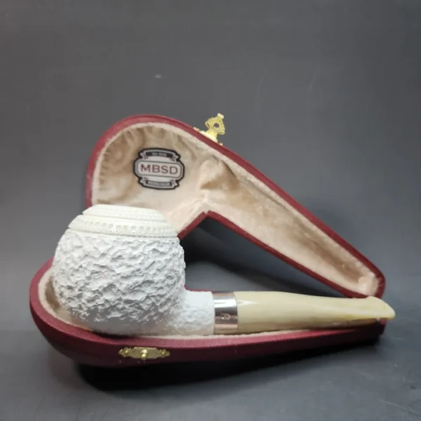 MBSD Meerschaum Deluxe Rusticated Ball, Block Meerschaum, Sterling Band, 9mm [SOLD OUT] - Image 3