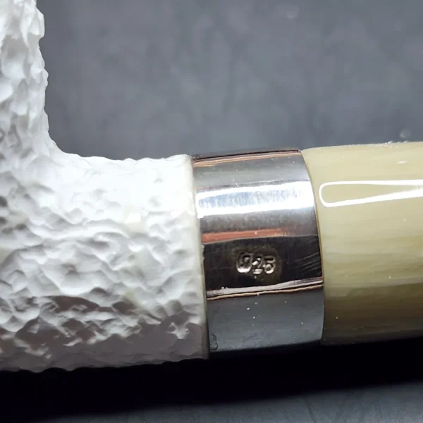 MBSD Meerschaum Deluxe Rusticated Ball, Block Meerschaum, Sterling Band, 9mm [SOLD OUT] - Image 5