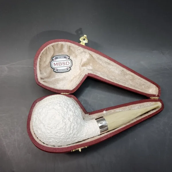MBSD Meerschaum Deluxe Rusticated Ball, Block Meerschaum, Sterling Band, 9mm [SOLD OUT] - Image 6