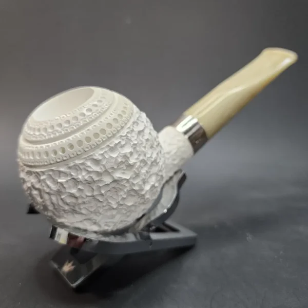 MBSD Meerschaum Deluxe Rusticated Ball, Block Meerschaum, Sterling Band, 9mm [SOLD OUT] - Image 7