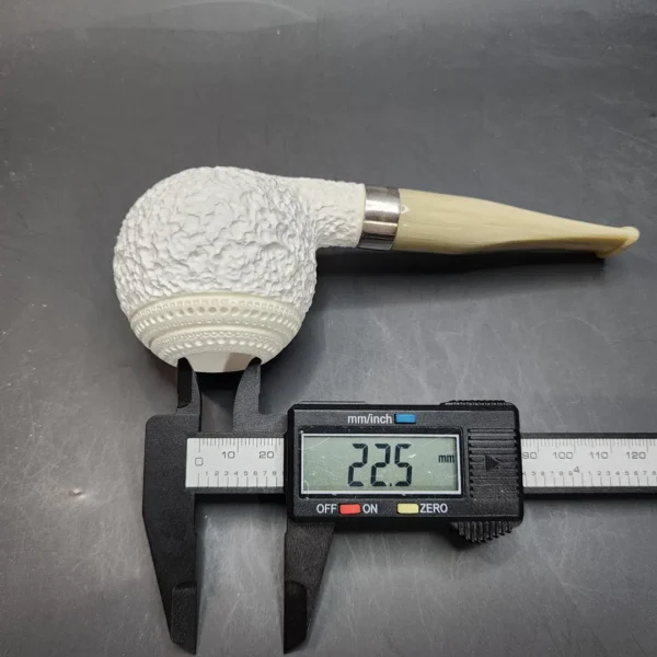 MBSD Meerschaum Deluxe Rusticated Ball, Block Meerschaum, Sterling Band, 9mm [SOLD OUT] - Image 15