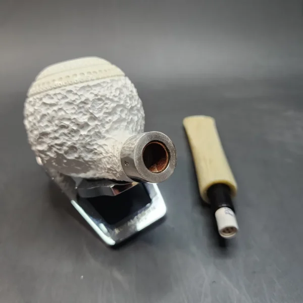 MBSD Meerschaum Deluxe Rusticated Ball, Block Meerschaum, Sterling Band, 9mm [SOLD OUT] - Image 16