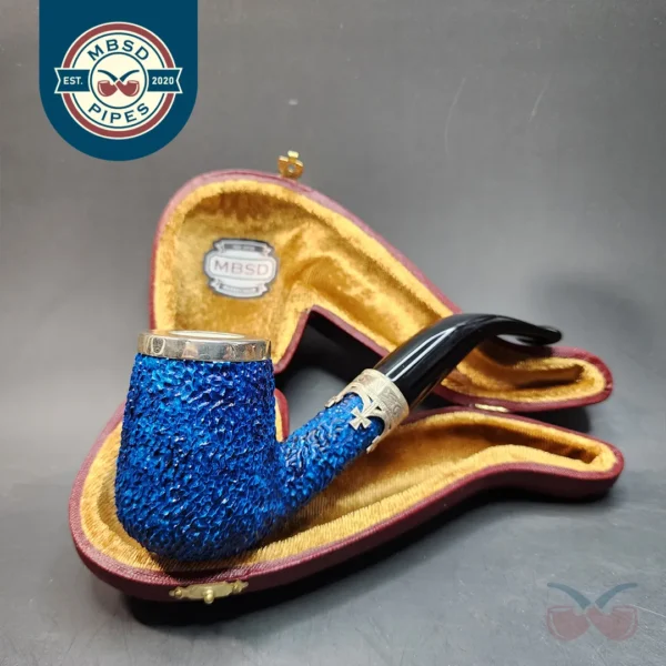 MBSD Meerschaum Rusticated Blue Billiard, Block Meerschaum Christian Pipe [SOLD OUT]