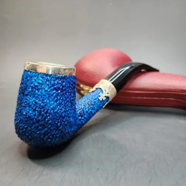 MBSD Meerschaum Rusticated Blue Billiard, Block Meerschaum Christian Pipe [SOLD OUT] - Image 5