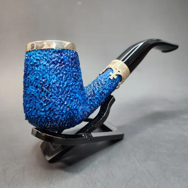 MBSD Meerschaum Rusticated Blue Billiard, Block Meerschaum Christian Pipe [SOLD OUT] - Image 6