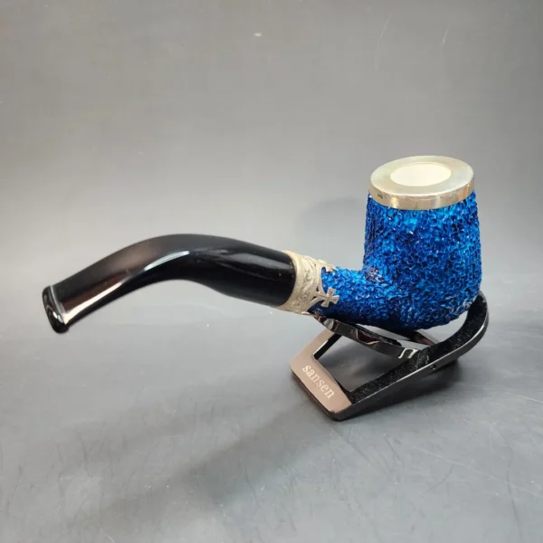 MBSD Meerschaum Rusticated Blue Billiard, Block Meerschaum Christian Pipe [SOLD OUT] - Image 9