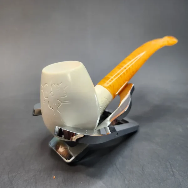 Small Slightly Bent Egg Block Meerschaum Tobacco Pipe, Case [SOLD OUT] - Image 3