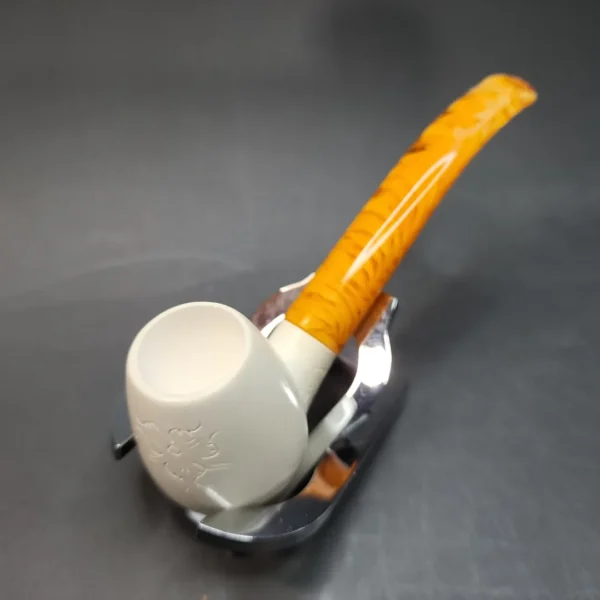 Small Slightly Bent Egg Block Meerschaum Tobacco Pipe, Case [SOLD OUT] - Image 4