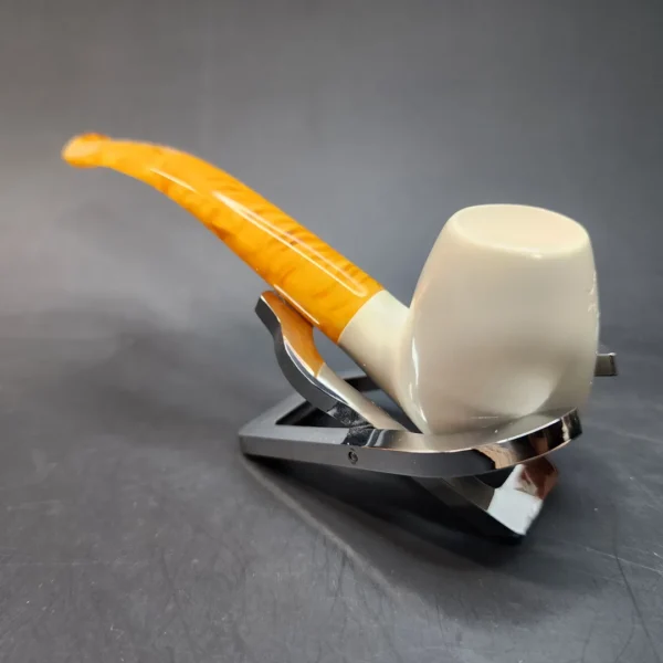 Small Slightly Bent Egg Block Meerschaum Tobacco Pipe, Case [SOLD OUT] - Image 5