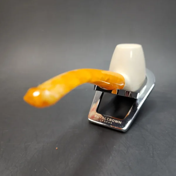 Small Slightly Bent Egg Block Meerschaum Tobacco Pipe, Case [SOLD OUT] - Image 7