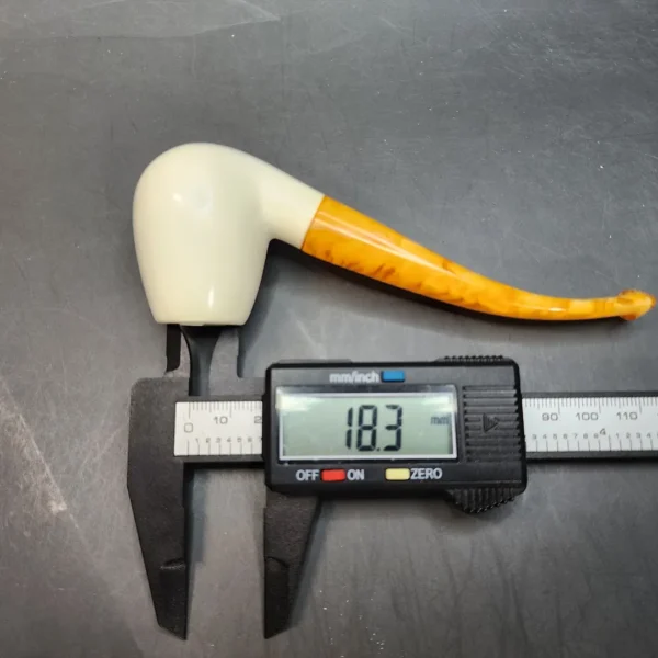 Small Slightly Bent Egg Block Meerschaum Tobacco Pipe, Case [SOLD OUT] - Image 9