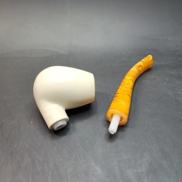 Small Slightly Bent Egg Block Meerschaum Tobacco Pipe, Case [SOLD OUT] - Image 10