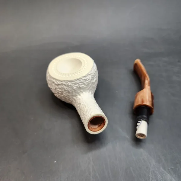 MBSD Meerschaum Deluxe, Rusticated Scoop, Block Meerschaum Pipe, 9mm [SOLD OUT] - Image 13