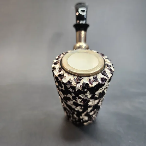 MBSD Meerschaum Black & White Block Meerschaum Pipe, Double Mounted Silver - Image 7