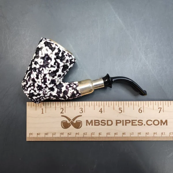 MBSD Meerschaum Black & White Block Meerschaum Pipe, Double Mounted Silver - Image 11