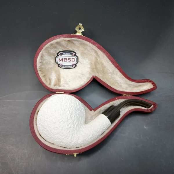 MBSD Meerschaum Deluxe, Rusticated Blowfish, Block Meerschaum Pipe, 9mm - Image 3