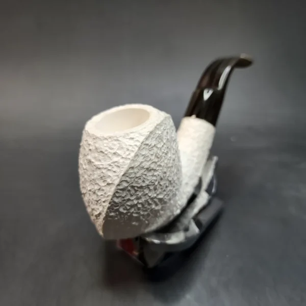 MBSD Meerschaum Deluxe, Rusticated Blowfish, Block Meerschaum Pipe, 9mm - Image 4