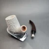 MBSD Meerschaum Deluxe, Rusticated Bent Billiard, Block Meerschaum Pipe, 9mm [SOLD OUT] - Image 10
