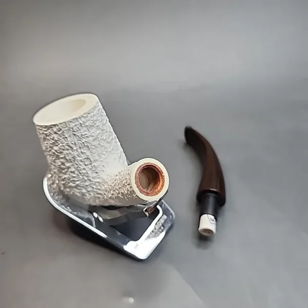 MBSD Meerschaum Deluxe, Rusticated Bent Billiard, Block Meerschaum Pipe, 9mm [SOLD OUT] - Image 10