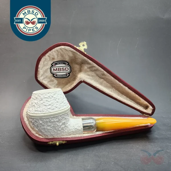 MBSD Meerschaum Deluxe, Rusticated Rhodesian, Block Meerschaum Pipe, 9mm [SOLD OUT]