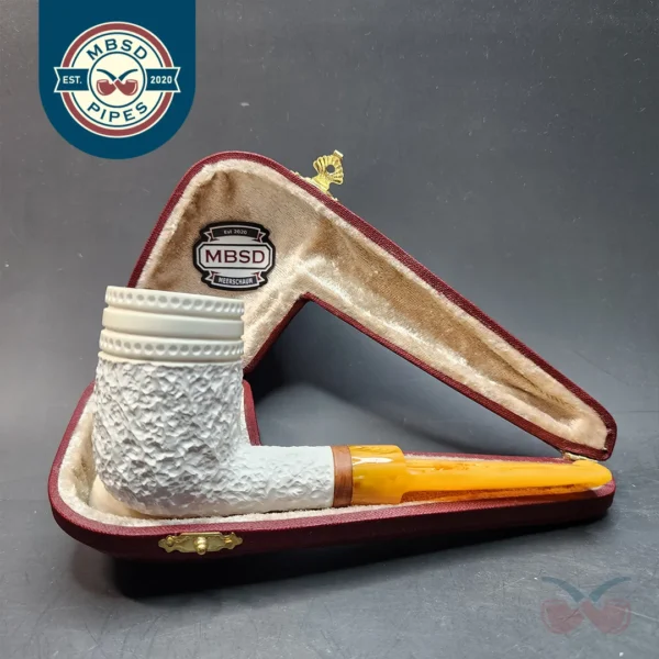 MBSD Meerschaum Deluxe, Sandblasted Billiard, Block Meerschaum Pipe [SOLD OUT]