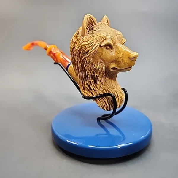 Kenan Block Meerschaum Pipe, Carved Wolf Head, New [SOLD OUT] - Image 3