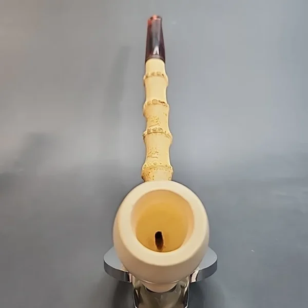 Floral Block Meerschaum, Bamboo Shank Estate Pipe, Unsmoked [SOLD OUT] - Image 5