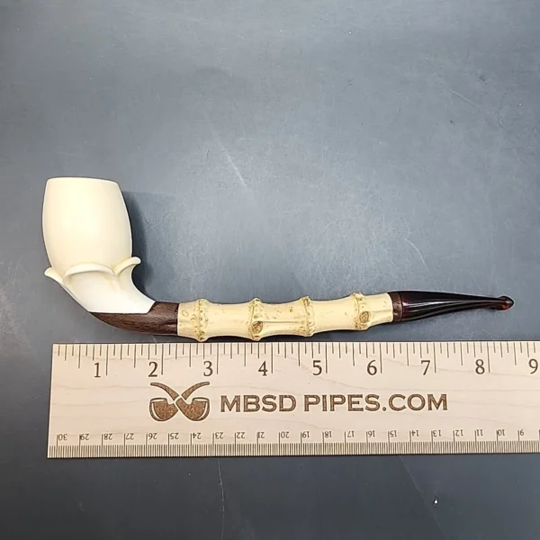 Floral Block Meerschaum, Bamboo Shank Estate Pipe, Unsmoked [SOLD OUT] - Image 9