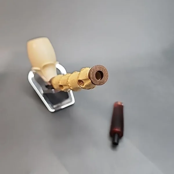 Floral Block Meerschaum, Bamboo Shank Estate Pipe, Unsmoked [SOLD OUT] - Image 11